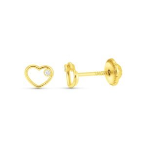Pendiente corazón y nácar 5.4mm oro 18k