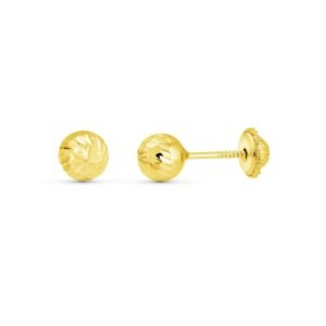Pendientes bola 5mm tallada 18k