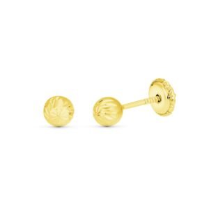 Pendientes bola 4mm tallada oro18k