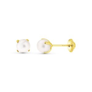 Pendientes perla 5.2mm oro 18k