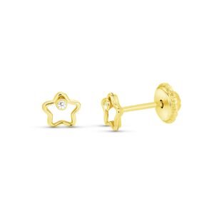 Pendientes estrella y nácar 4.7mm oro 18k