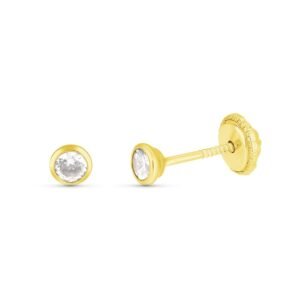 Pendientes chatón 3.5mm oro 18k