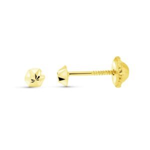 Pendientes media bola 3.5mm tallada oro 18k