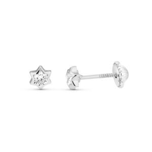 Pendientes estrella 4.6mm oro blanco 18k