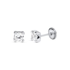 Pendientes circonita oro 4.4mm blanco 18k