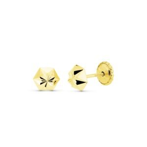 Pendiente media bola tallada 5mm oro 18k