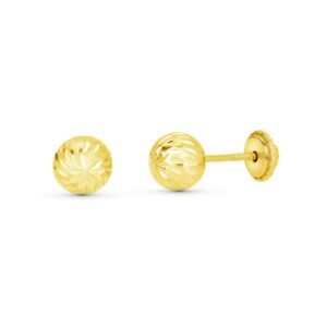 Pendientes bola tallada 6mm oro 18k