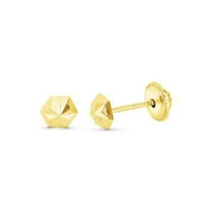 Pendientes media bola tallada 4mm oro 18k
