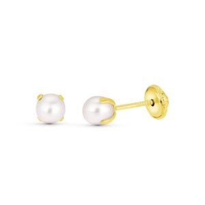 Pendientes perla 4.3mm oro 18k