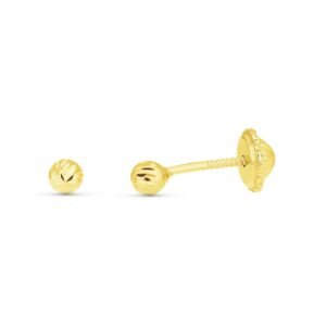 Pendientes bola tallada 3mm oro 18k