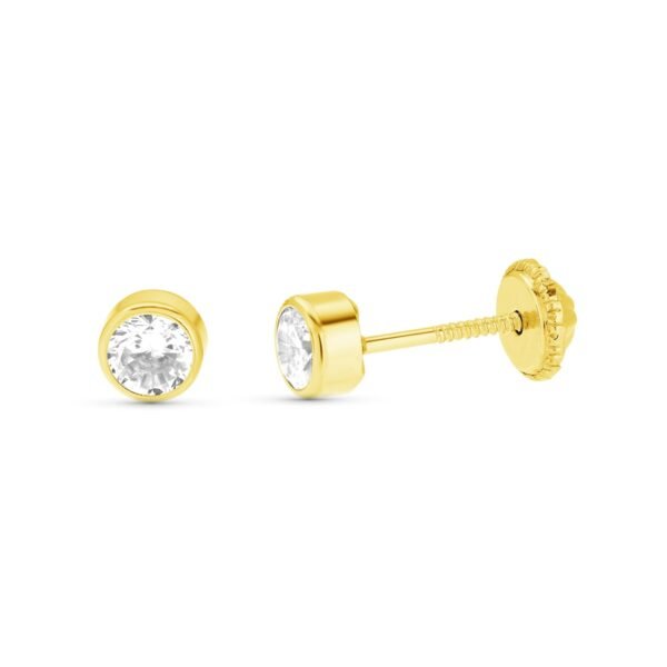Pendientes circonita 4.3mm oro 18k