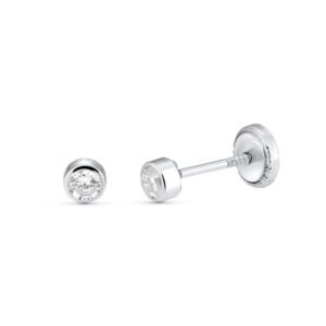 Pendientes circonita oro blanco 3.3mm18k