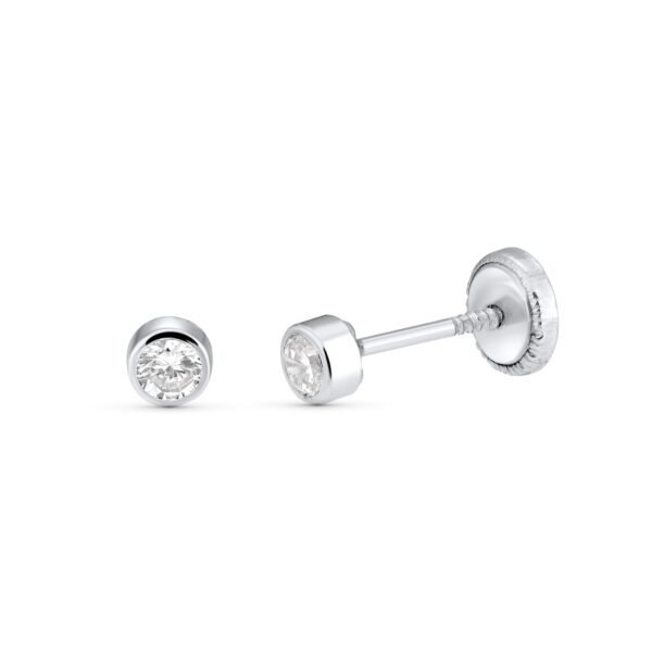 Pendientes circonita oro blanco 3.3mm18k