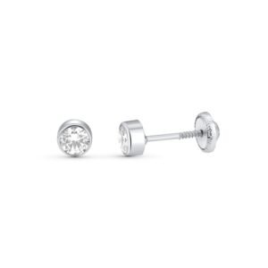 Pendientes circonita oro blanco 4.3mm 18k