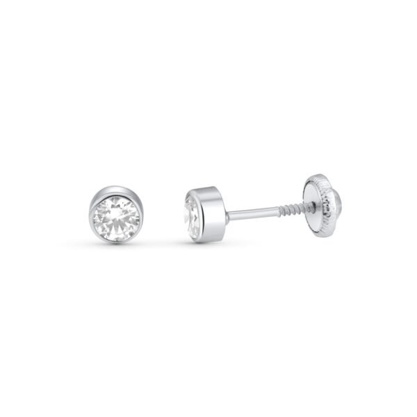 Pendientes circonita oro blanco 4.3mm 18k