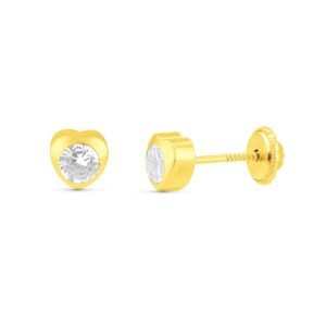 Pendientes corazón 5mm con circonita oro 18k