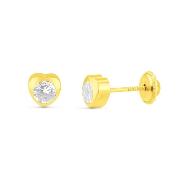 Pendientes corazón 5mm con circonita oro 18k