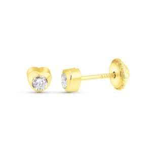 Pendientes corazón 3.5mm circonita oro 18k