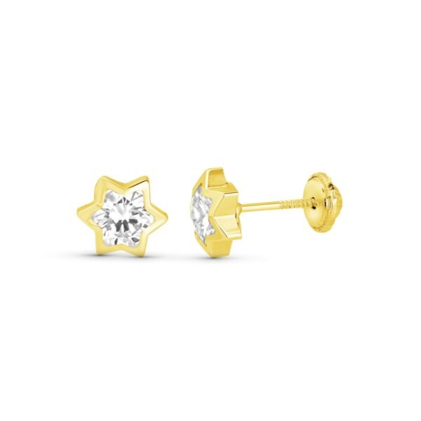 Pendientes estrella con circonita 4.5mm oro 18k