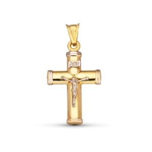 Cruz Oro amarillo y blanco 18k