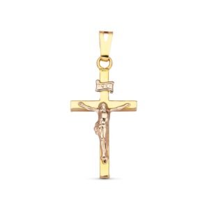 CRUZ ORO BLANCO Y AMARILLO CON CRISTO 18K