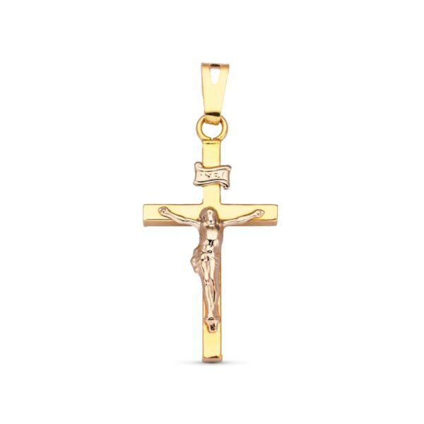 CRUZ ORO BLANCO Y AMARILLO CON CRISTO 18K