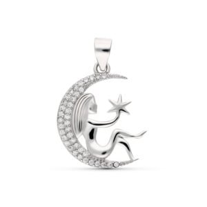 Colgante media luna y hada plata