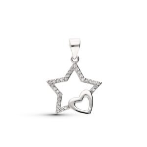 Colgante plata estrella y corazón