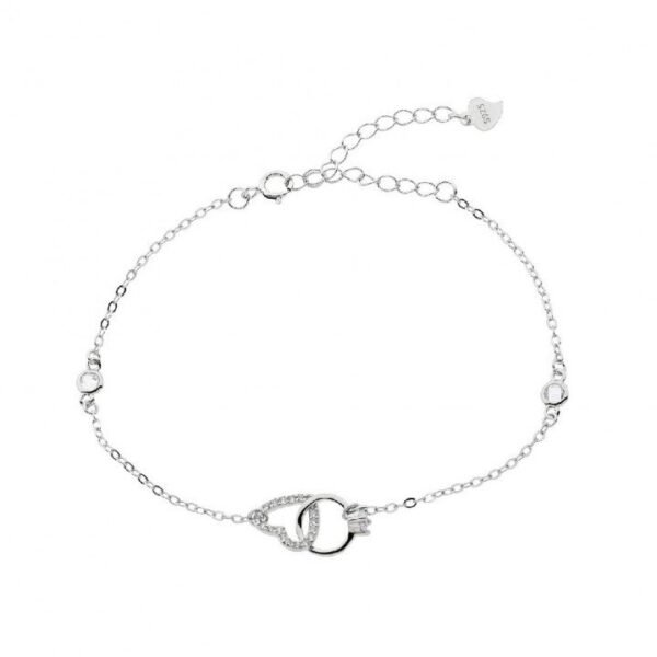 Pulsera Plata Circonitas corazón y anillo