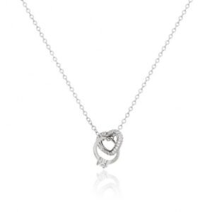 Gargantilla Plata Rodio Anillo Corazón Circonitas
