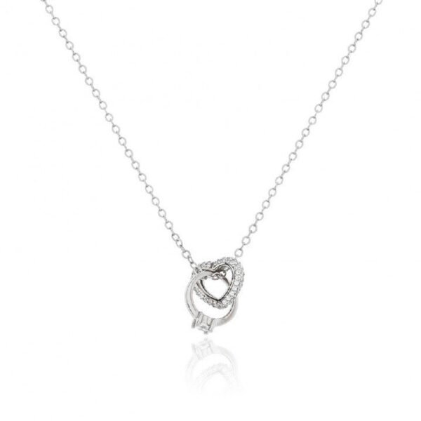 Gargantilla Plata Rodio Anillo Corazón Circonitas