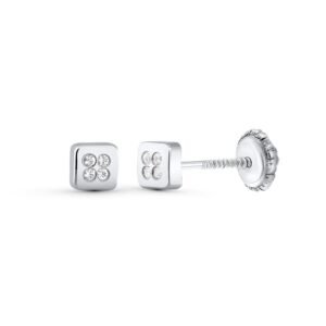 Pendientes cuadrado oro blanco 18k