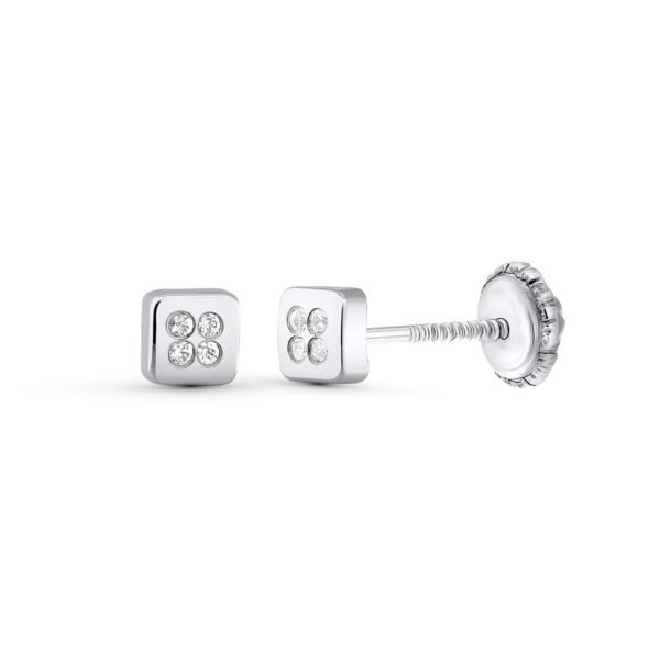 Pendientes cuadrado oro blanco 18k