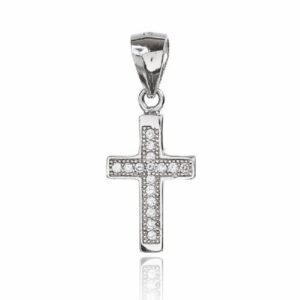 Colgante cruz plata circonitas