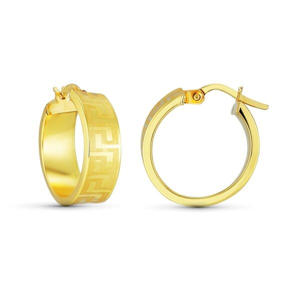 AROS TALLADOS GRECA ANCHOS ORO 18K