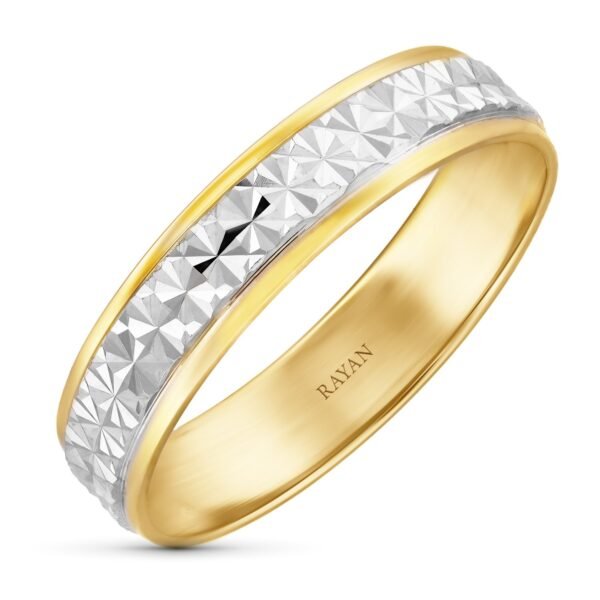 ALIANZA ORO 18K BICOLOR 5MM DIAMANTADA