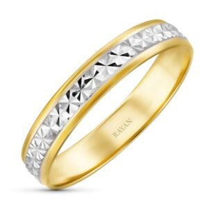 ALIANZA ORO 18K BICOLOR 4MM DIAMANTADA