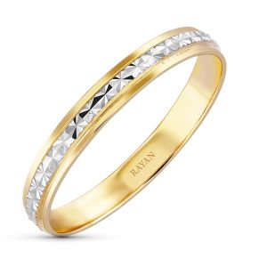 ALIANZA ORO 18K BICOLOR 3MM DIAMANTADA