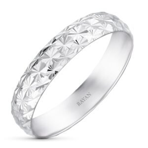 ALIANZA ORO BLANCO 18K TALLADA MORUNA