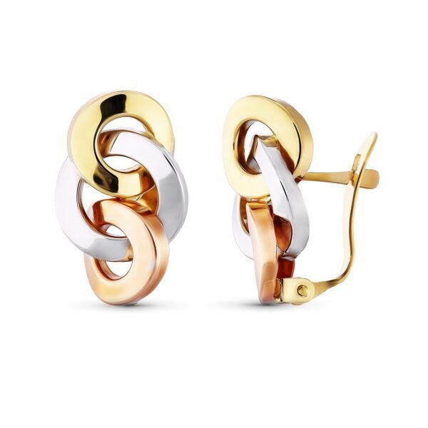 PENDIENTES ORO CIRCULOS TRICOLOR 18K