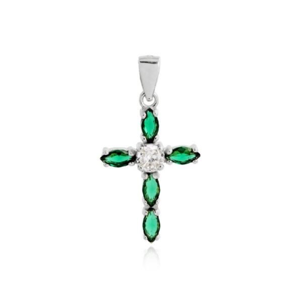 CRUZ PLATA CIRCONITAS COLOR