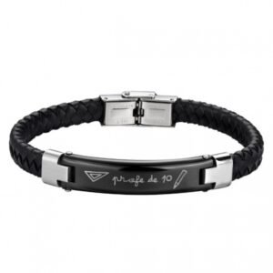 PULSERA ACERO Y PIEL PROFE DE 10