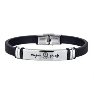 PULSERA ACERO Y PIEL MEJOR PROFE