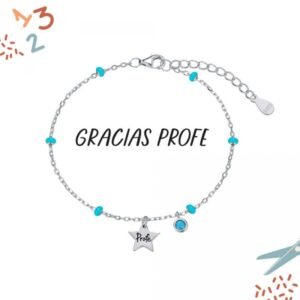 PULSERA PLATA ESTRELLA PROFE AZUL