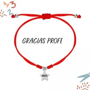 PULSERA PLATA HILO ROJO PROFE