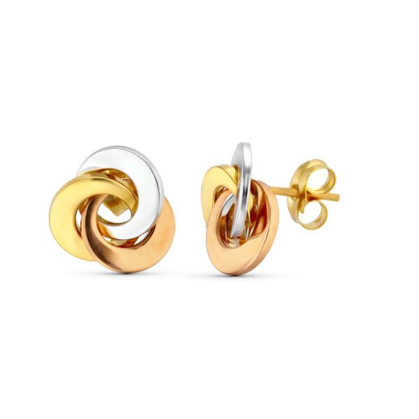 PENDIENTES ORO TRICOLOR CIRCULOS ENTRELAZADOS 18KILATES