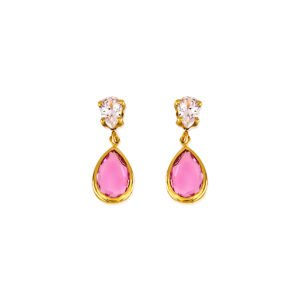 PENDIENTES PERA ROSA ORO 18 KILATES