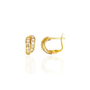 PENDIENTES BANDAS CON PIEDRAS ORO 18 KILATES