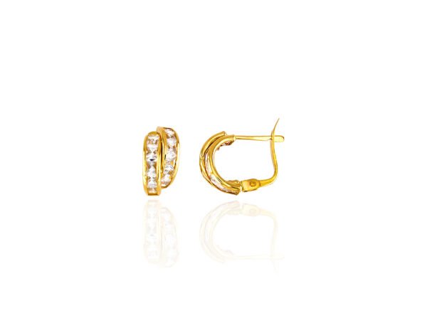 PENDIENTES BANDAS CON PIEDRAS ORO 18 KILATES