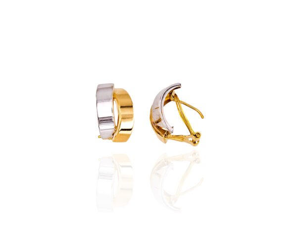 PENDIENTES BANDA BICOLOR ORO 18 KILATES